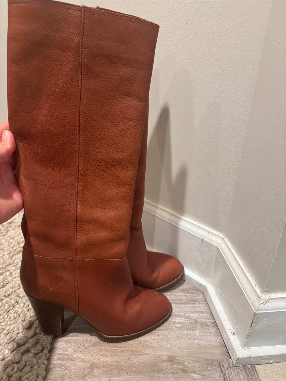 Madewell Tall Leather Boots in Chestnut